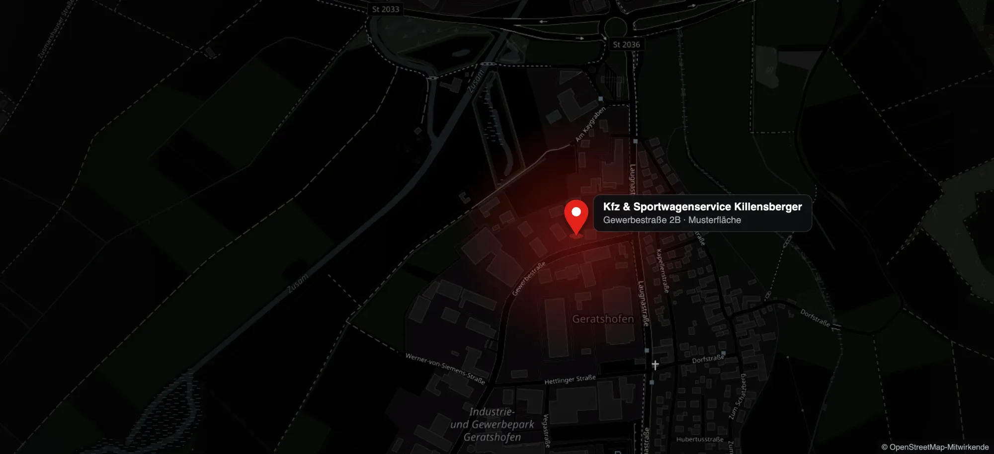 Karte: Kfz & Sportwagenservice Killensberger, Gewerbestraße 2B in Wertingen-Geratshofen